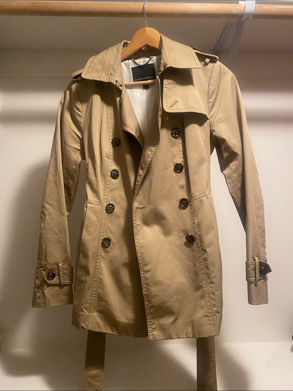 Banana Republic Women's Double-Breasted Trench Coat - Beige/Tan